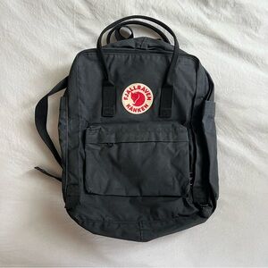 Fjallraven Kanken Mini Backpack in Black with Red Logo